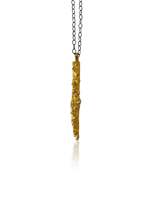Handmade long textured pendant necklace by Athenart