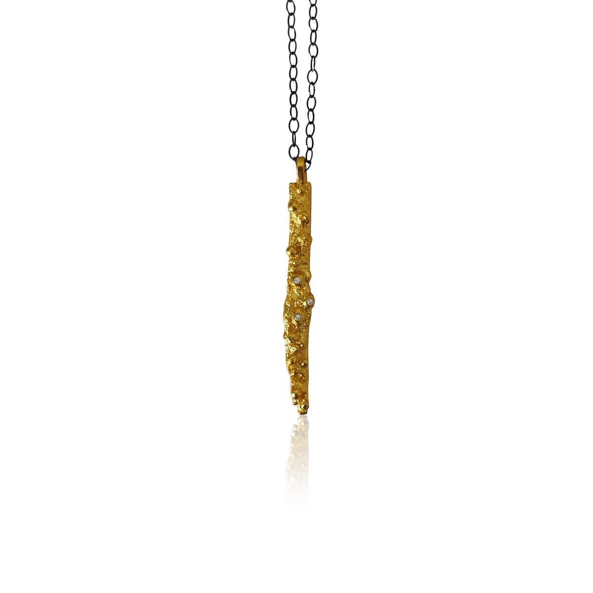 Handmade long textured pendant necklace by Athenart