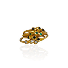 Doty zircon ring by Athenart in silver gold plated finish with colorful zircons