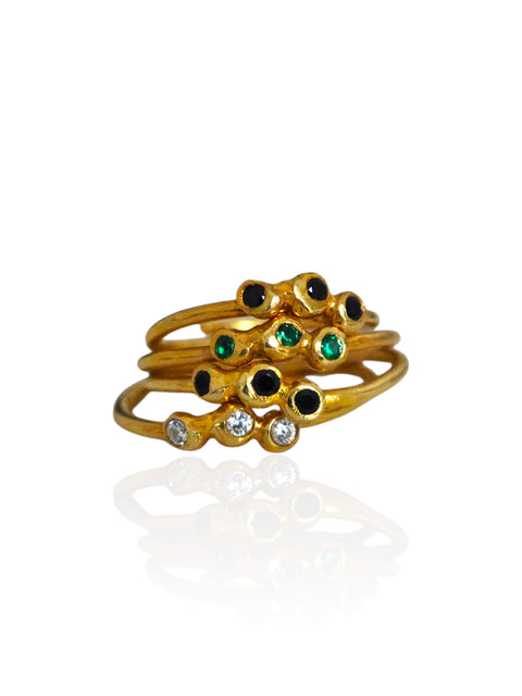 Doty zircon ring by Athenart in silver gold plated finish with colorful zircons