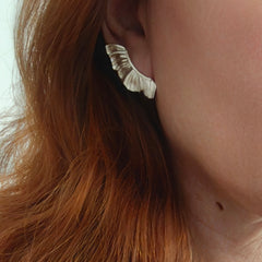 Aether Wing Ear Climber Earrings, Sculptural Wings