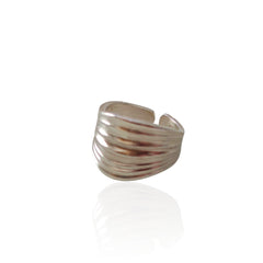 Peplos Drapé Silver Ring – Adjustable Wide Fold Ring