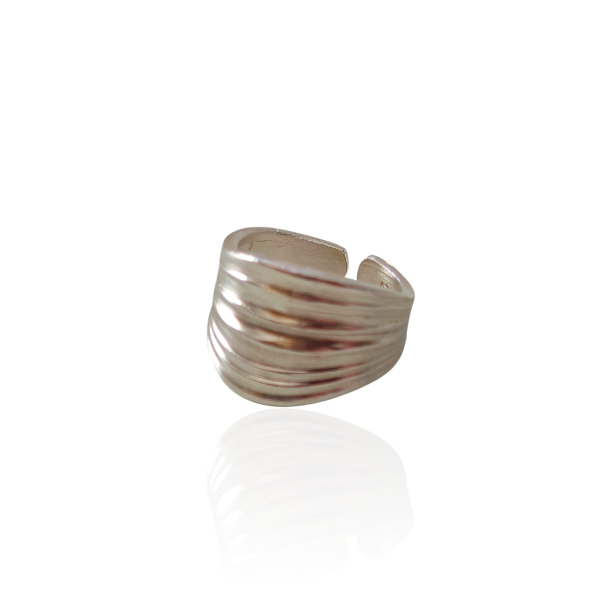 Peplos Drapé Silver Ring – Adjustable Wide Fold Ring