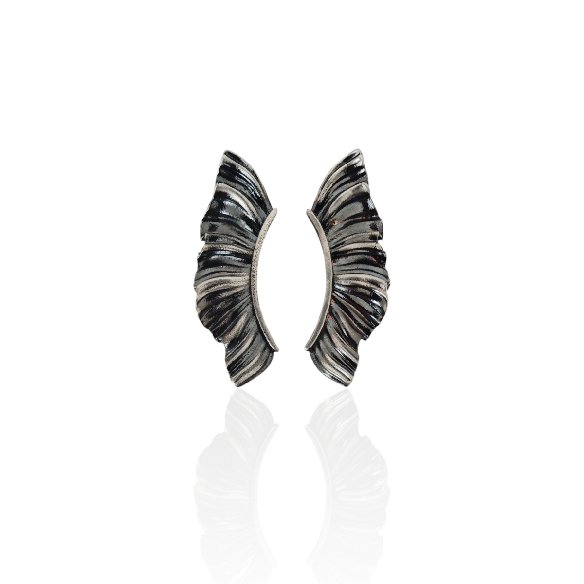 Aether Wing Ear Climber Stud Earrings, Sculptural Wings