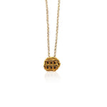 Nugget charm necklace with black zircons in silver gold plated finish by Athenart
