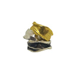 Mini Athenais Drapé ring stacked finishes, silver, partly oxidized, and gold-plated sterling silver
