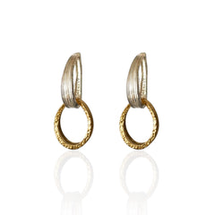 Modern sculptural oval drop earrings in silver and gold finish options by Athenart