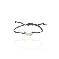 Celene crescent moon cord bracelet in silver