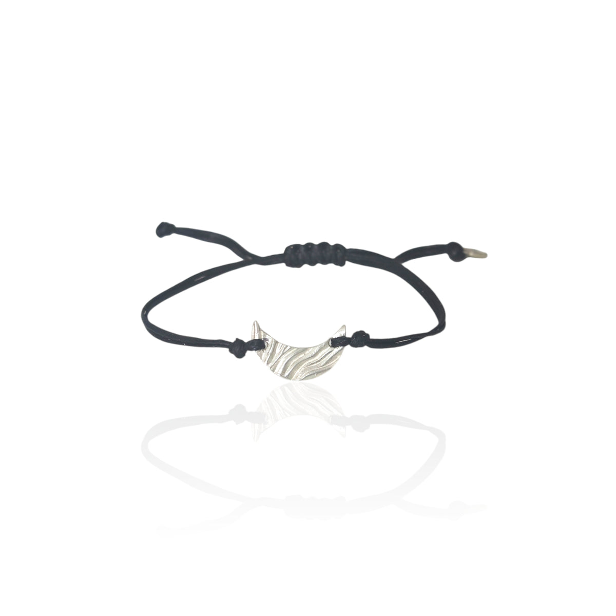 Celene crescent moon cord bracelet in silver