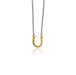 Handmade mini horseshoe necklace in 925 sterling silver by Athenart, a delicate Greek good luck talisman with a minimalist design.