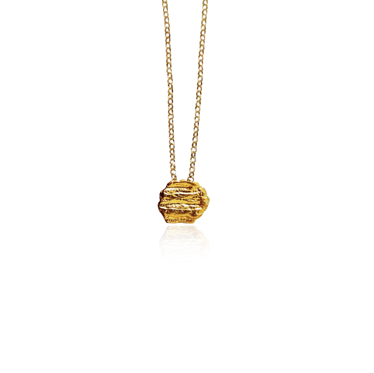 Handmade nugget charm necklace in gold plated silver without stones