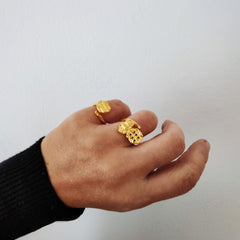 Sculptural  adjustable silver nugget ring 