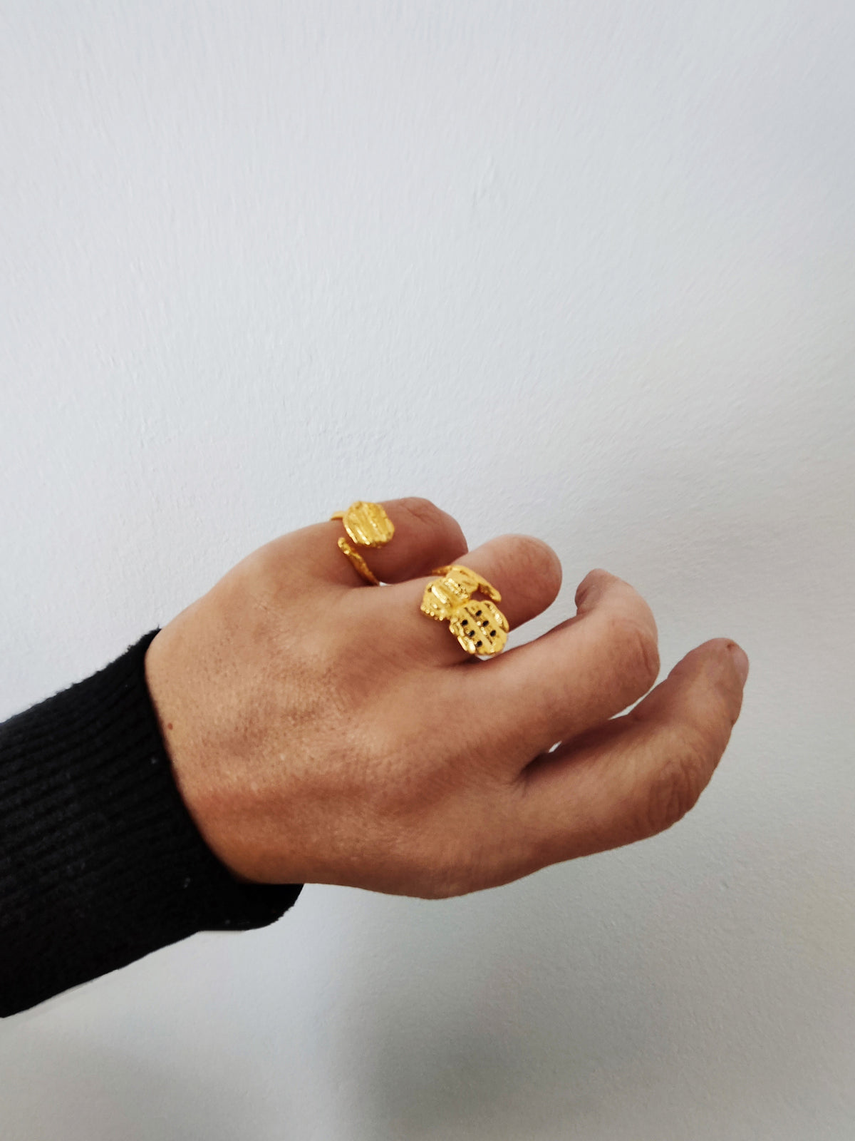 Sculptural  adjustable silver nugget ring 