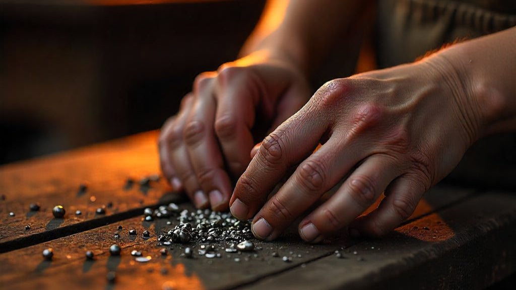  working with SILVER   on a wooden surface