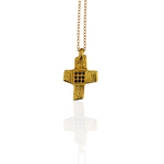 Handmade textured silver gold plated cross necklace with black zircons