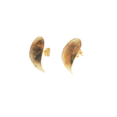 handmade Greek silver stud earrings inspired by sea-shaped pebbles.