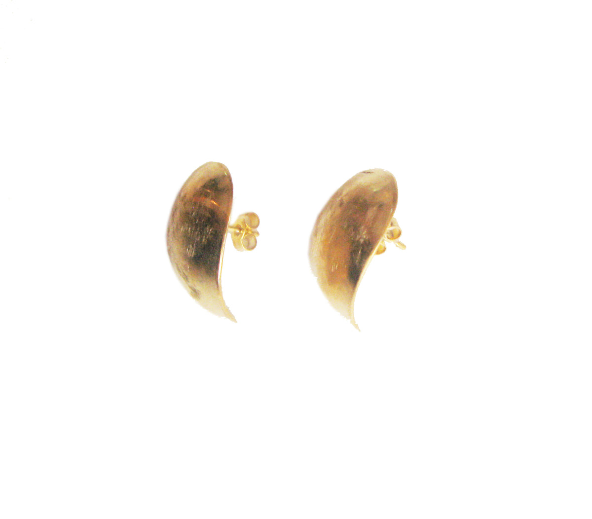 handmade Greek silver stud earrings inspired by sea-shaped pebbles.
