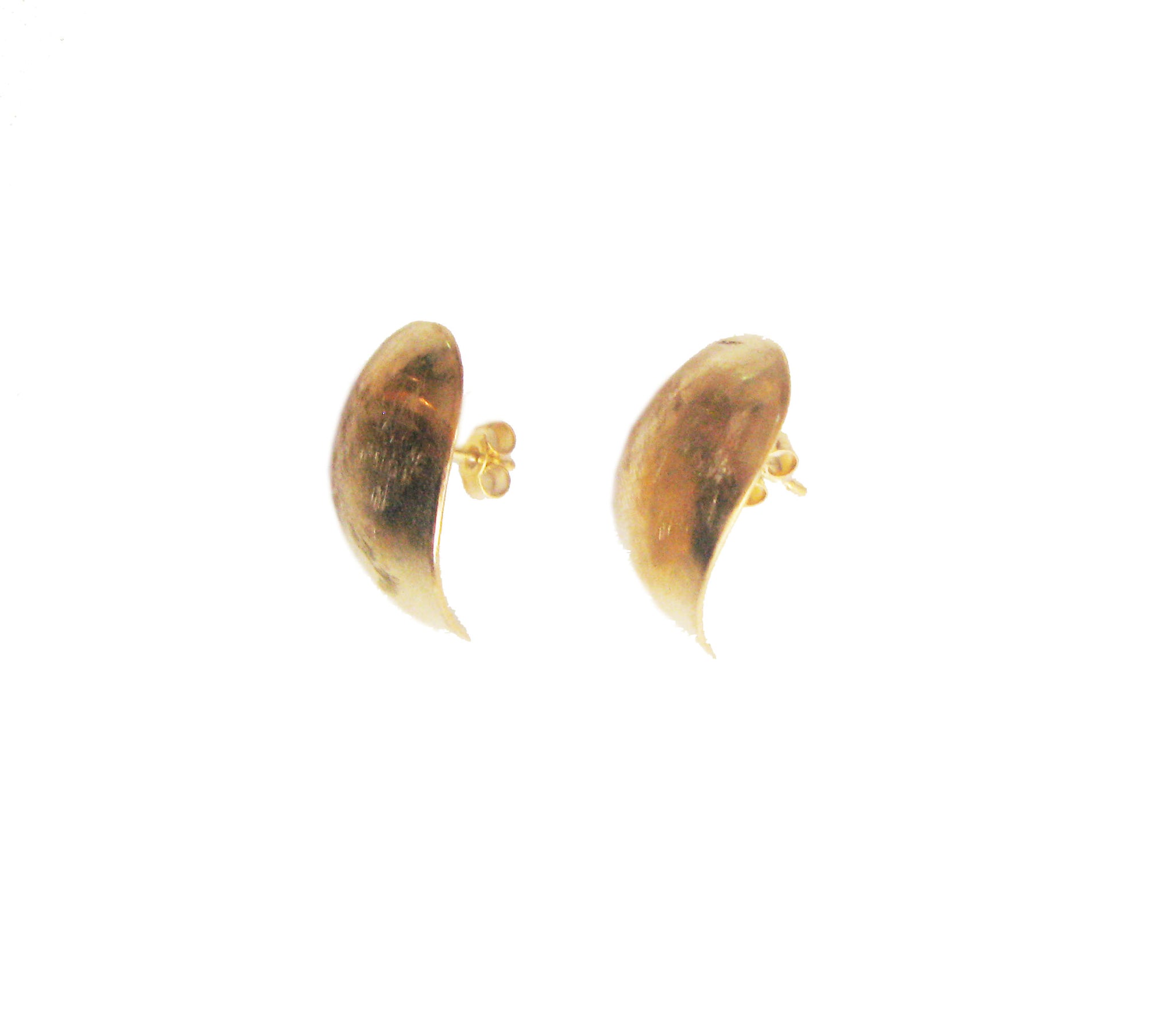 handmade Greek silver stud earrings inspired by sea-shaped pebbles.