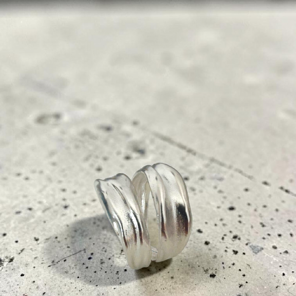 Open silver statement ring handcrafted in Athens