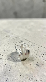 Open silver statement ring handcrafted in Athens