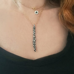 Organic pendant necklace in oxidized silver 