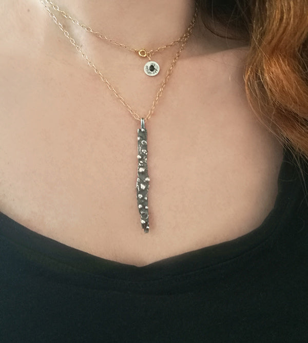 Organic pendant necklace in oxidized silver 