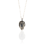 Silver pendant necklace on a white background