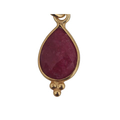 Phos Heart earrings with ruby gemstone drops