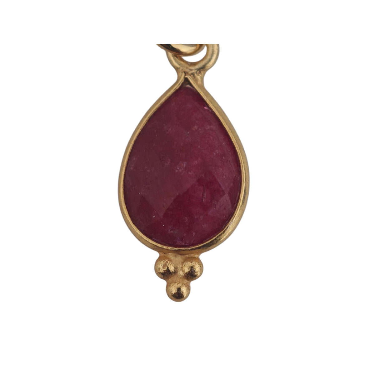 Phos Heart earrings with ruby gemstone drops