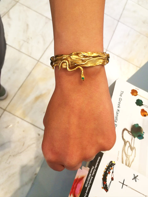 Guardian Serpent Silver Bracelet with Zircons