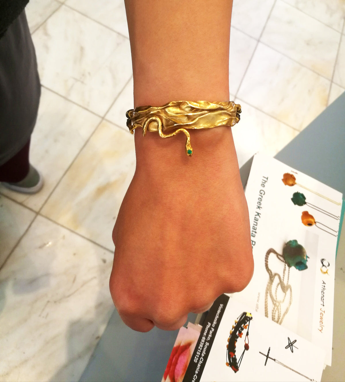 Guardian Serpent Silver Bracelet with Zircons