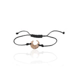 Moon Whisper crescent moon bracelet in sterling silver 925 with adjustable black cord, handmade in Athens.