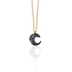 Two-tone Moon Whisper moon necklace with oxidized pendant and gold-plated chain