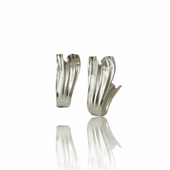 Swan Hoops in silver – elegant sculptural earrings by Athenart.