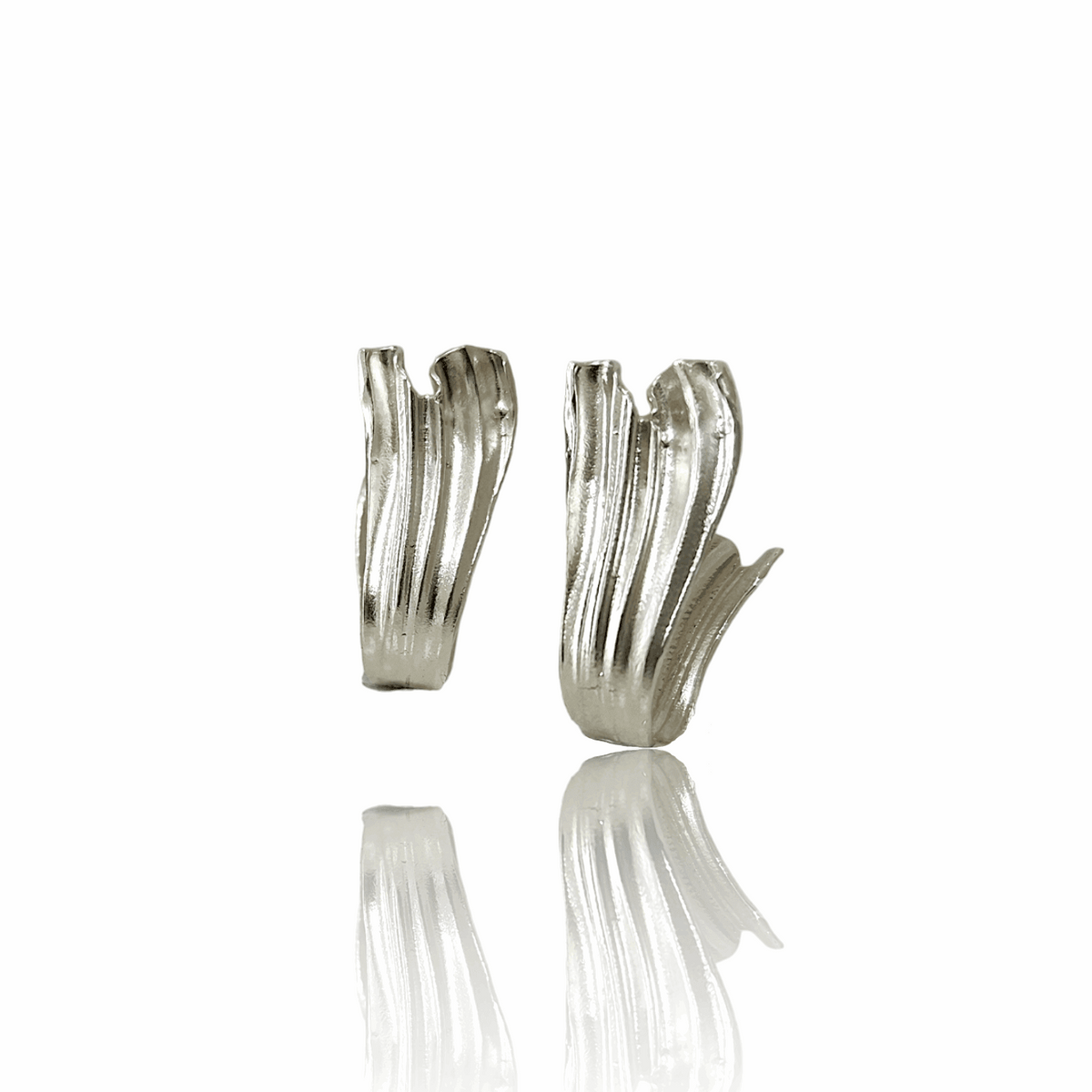 Swan Hoops in silver – elegant sculptural earrings by Athenart.