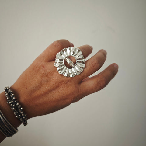 Handmade original Helios statement ring by Athenart, handmade art jewelry in Athens by Athenart