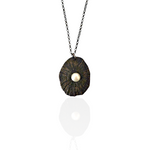 Sea shell Pearl Necklace handmade oxidized silver shell necklace by Athenart