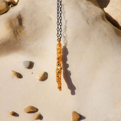 Minimal organic pendant necklace in silver gold plated finish