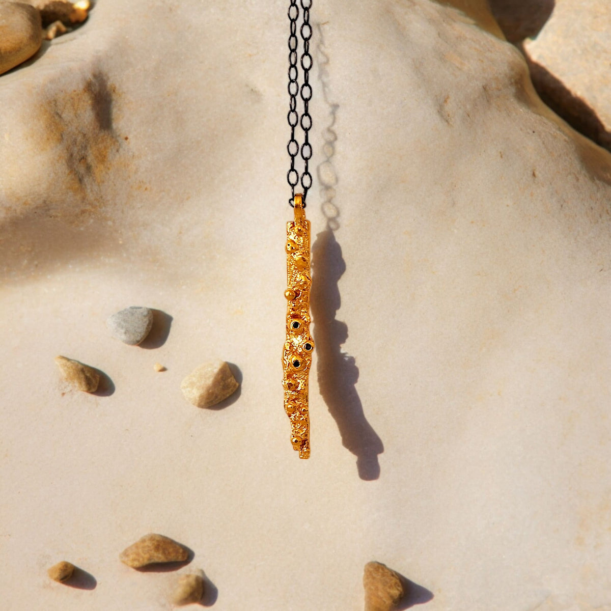 Minimal organic pendant necklace in silver gold plated finish