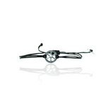 Wheel of Fortune adjustable black cord bracelet in oxidized sterling silver 925, handmade by Athenart Jewelry.