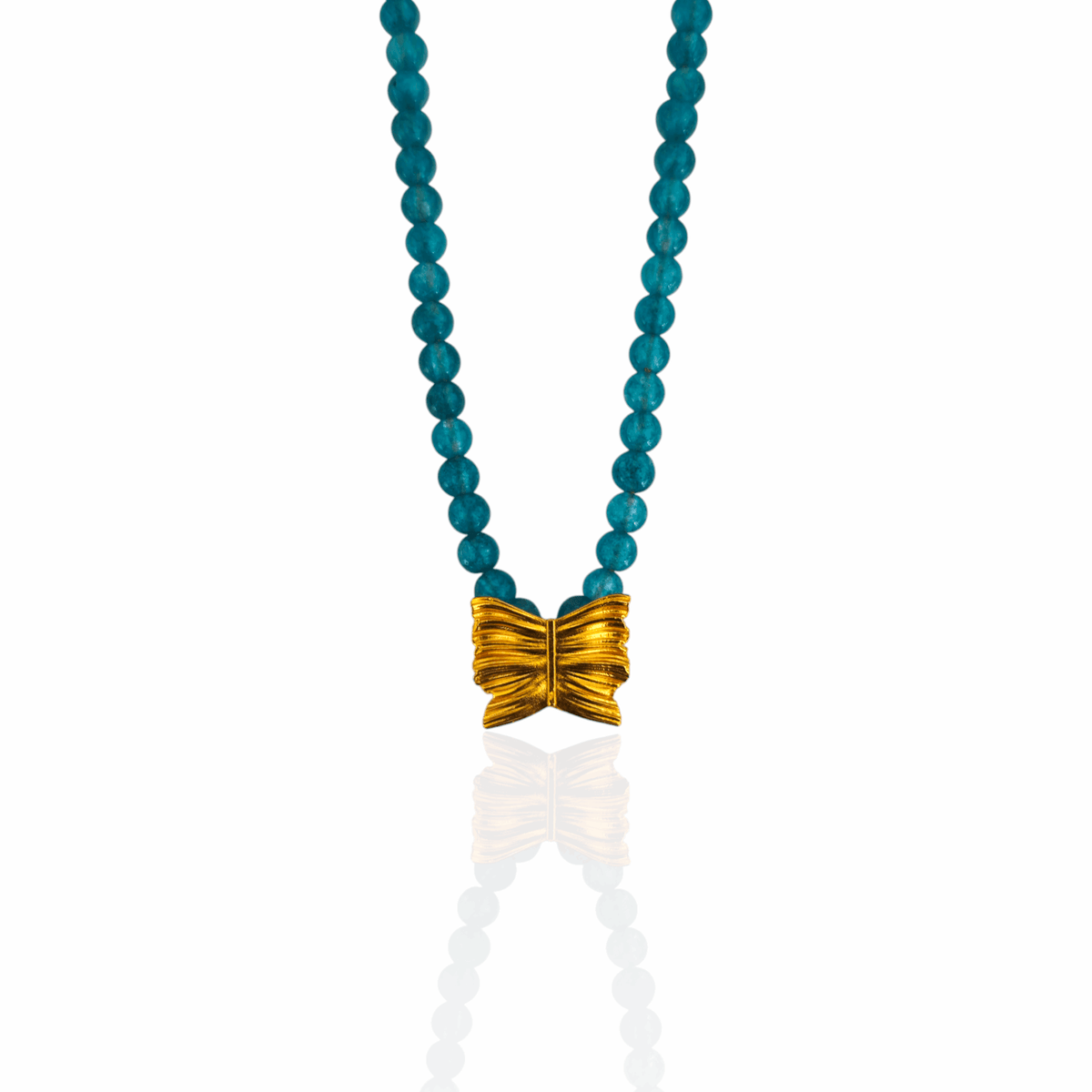 Handmade butterfly necklace with turquoise jade beads by Athenart