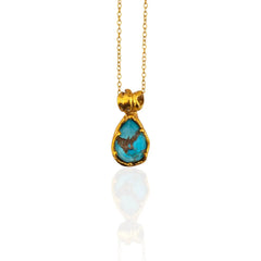 Folded Drop necklace with Turquoise - Athenart 