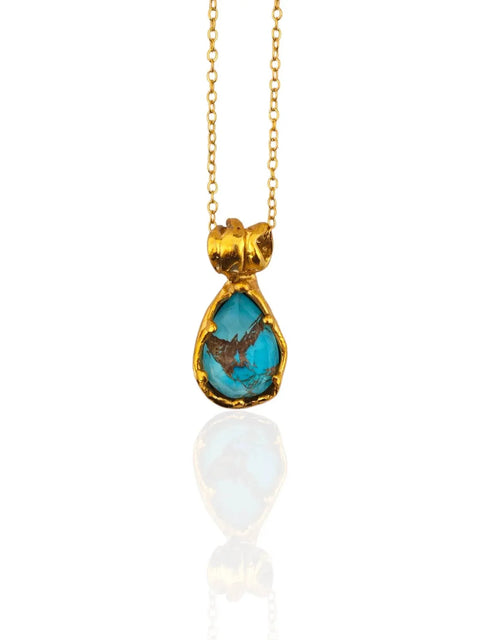 Folded Drop necklace with Turquoise - Athenart 