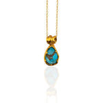 Folded Drop necklace with Turquoise - Athenart 