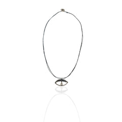 Argus Minimal Evil Eye Cord Necklace by Athenart with silver eye charm on black cord