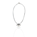 Argus Minimal Evil Eye Cord Necklace by Athenart with silver eye charm on black cord