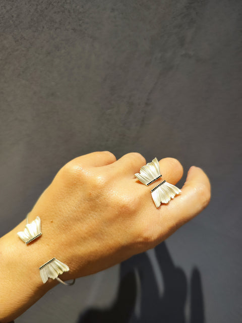 Wing of Psyche Cuff Bracelet with Zircons