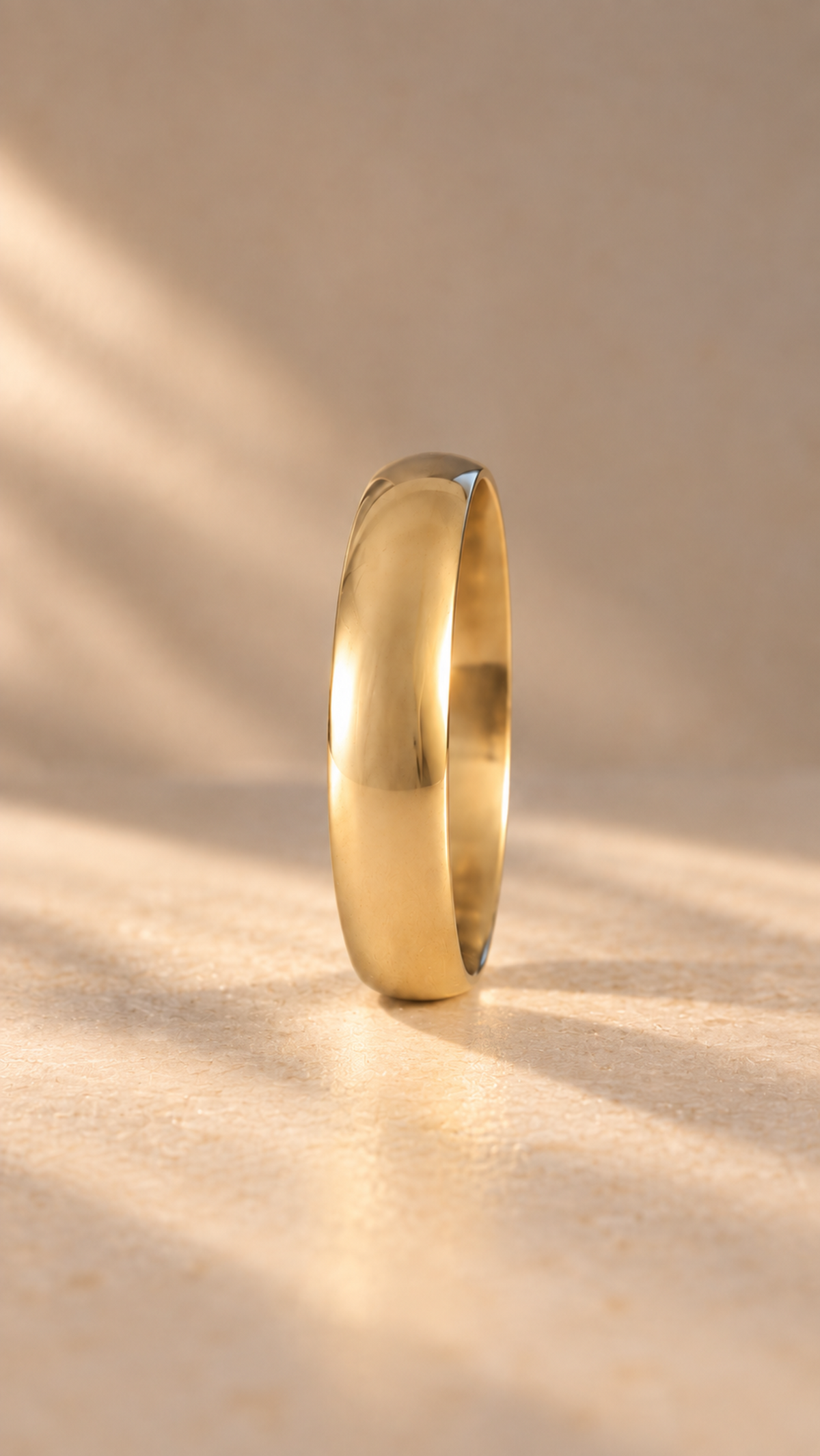Classic slim domed 4mm yellow gold wedding band by Athenart, Athens