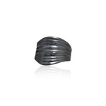 Silver 925 all black oxidized wide fold ring handmade in Athens