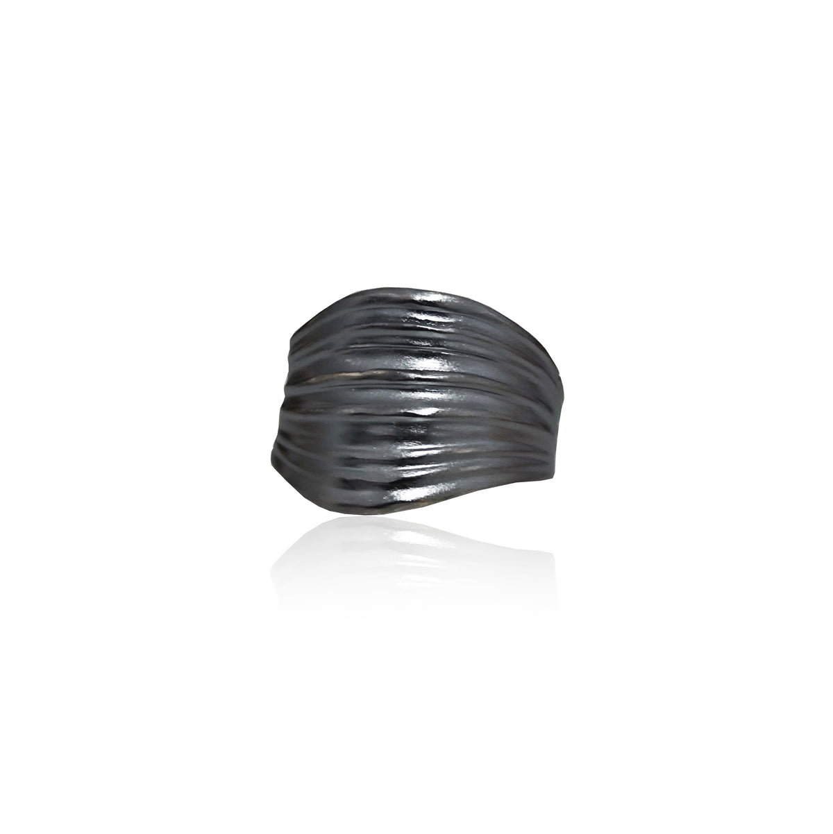 Silver 925 all black oxidized wide fold ring handmade in Athens